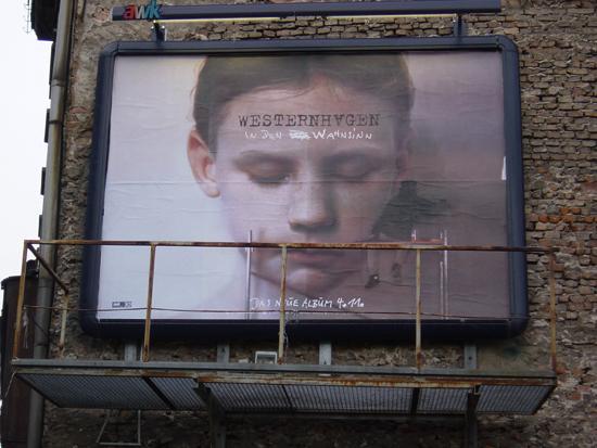 Westernhagen-billboards with Helnwein's Head of a Child all over Germany