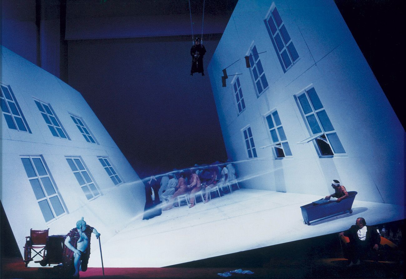 Die Verfolgung und Ermordung Jean Paul Marats, dargestellt durch die Schauspielgruppe des Hospizes zu Charenton unter der Anleitung des Herrn de Sade