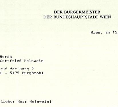 ..Ich weiss zwar um Ihr gestörtes Verhältnis zu unserer Stadt,