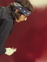 Helnwein working on the red monochrome paintings Helnwein working on the red monochrome paintings